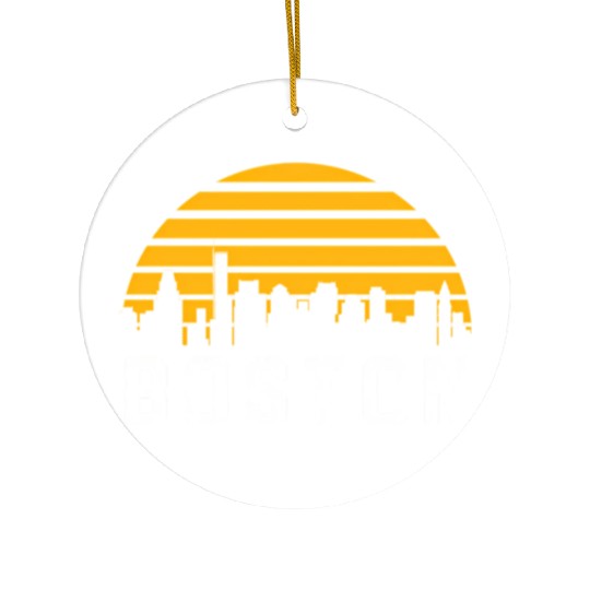 Boston Massachusetts Cityscape Yellow Ceramic Ornaments