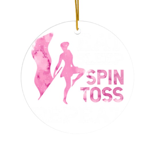 Eat Sleep Spin Toss Repeat Color Guard Winter Marc Ceramic Ornaments