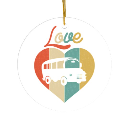 Love School Bus Ceramic Ornaments