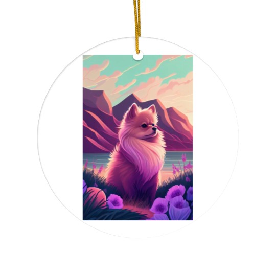 Pomeranian Nature Ceramic Ornaments