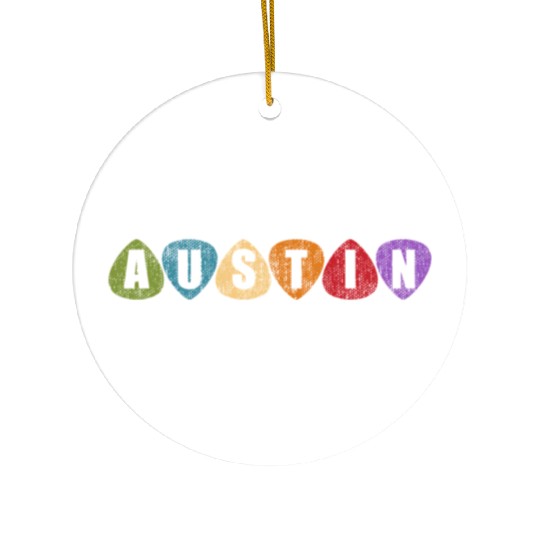 Austin Texas Music Guitar Pic Tx Ceramic Ornaments