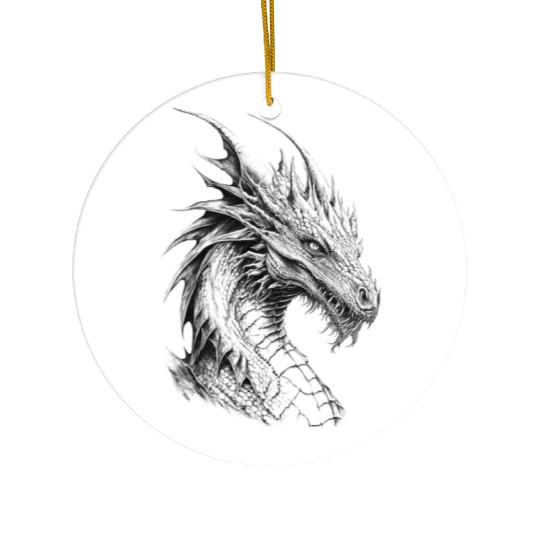 Mythical Dragon. An Epic Grayscale Legend. Ceramic Ornaments