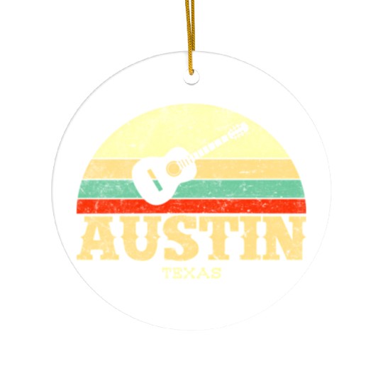 Austin Texas Guitar Lone Star State Ceramic Ornaments