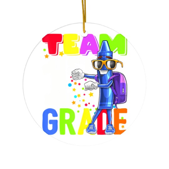 Team 1st Grade Flossing Crayon Back to School Kid Ceramic Ornaments