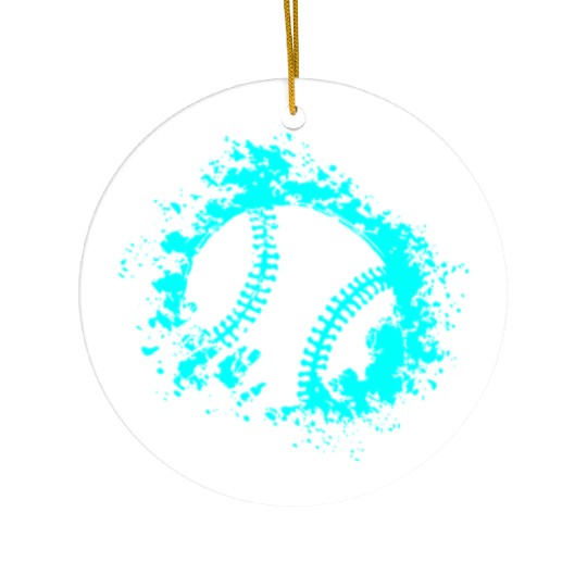 Softball Distressed Ball Teal Black Ceramic Ornaments