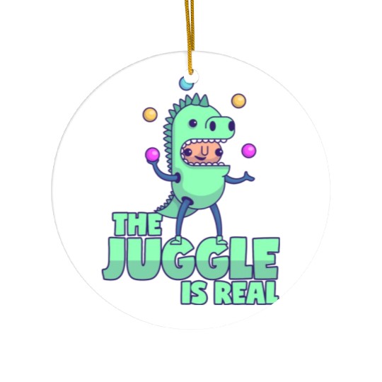Juggling Saying The Juggle Is Real Dino Costume Ceramic Ornaments