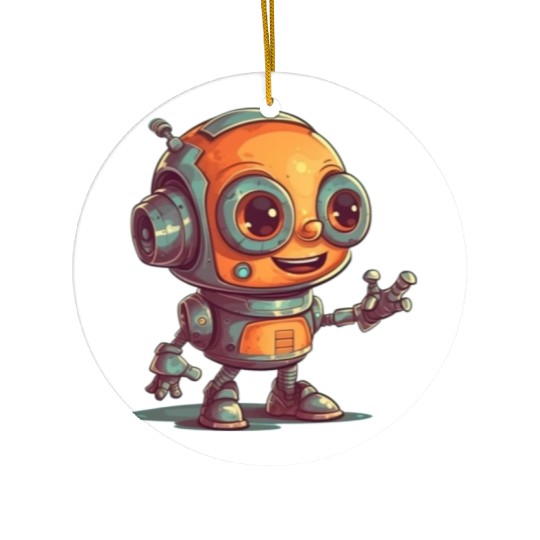 Cute waving robot illustration technology friendly Ceramic Ornaments
