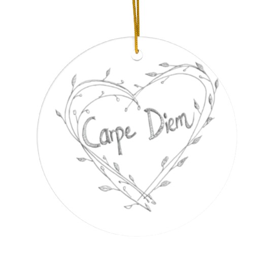 Carpe Diem Quote Heart Twigs Ceramic Ornaments
