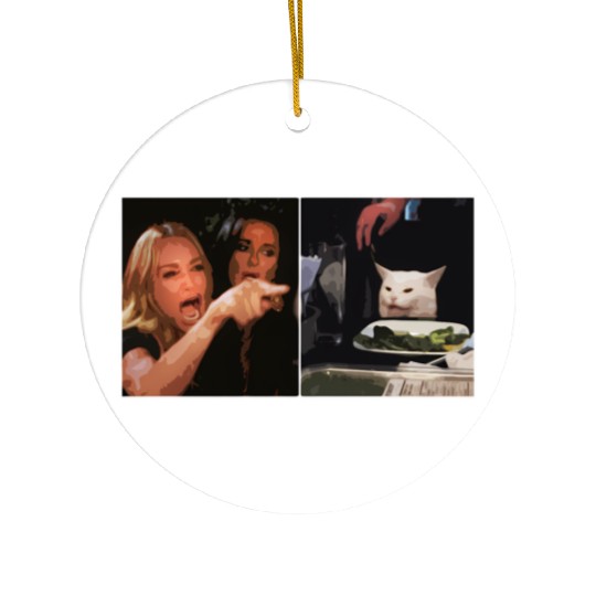 Yelling At A Cat Meme Ceramic Ornaments