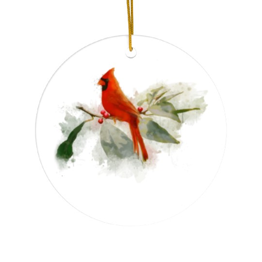 Wild Red Cardinal Bird Ceramic Ornaments