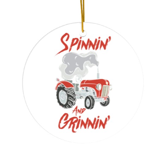 Tractor Pulling Farmer Ceramic Ornaments