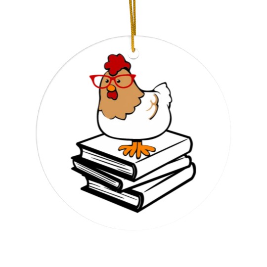 Chicken Book Nerd Love Reading Farm Ceramic Ornaments