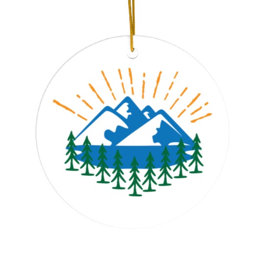 Blue Mountain And Forest Ceramic Ornaments
