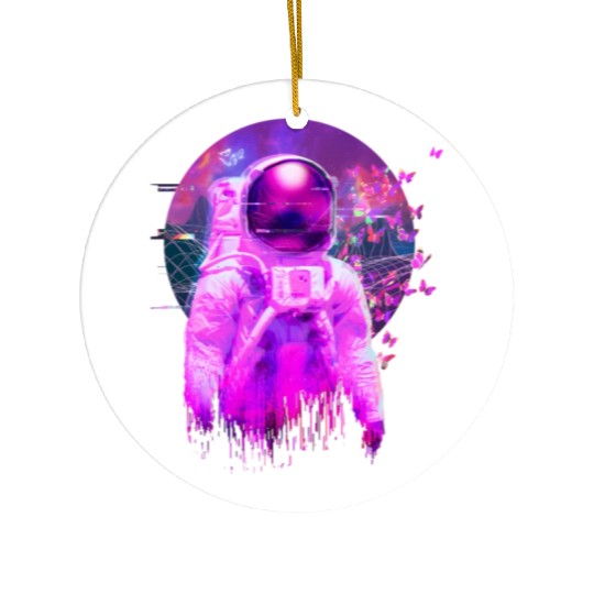 Vaporwave Retrowave Astronaut Space Butterflies Ceramic Ornaments