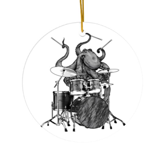 Octopus Playing Drums Drummer Ocean Creature Band Ceramic Ornaments