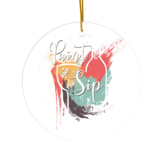 Paint And Sip Party Night Wine And Canvas Novelty Ceramic Ornaments