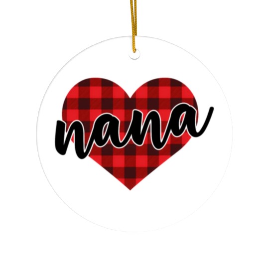 Nana Buffalo Plaid Heart Cozy Winter Pattern Ceramic Ornaments