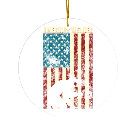 Welding Patriotic Distressed Usa American Flag Ceramic Ornaments