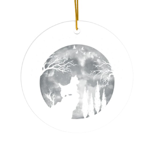 Yorhire Terrier Full Moon At Night Pet Ceramic Ornaments