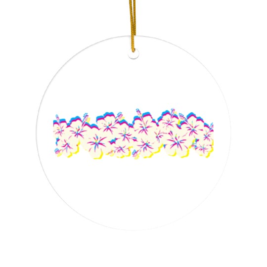 Hawaii Hibiscus Flower Row 1970S Glitch Aesthetic Ceramic Ornaments