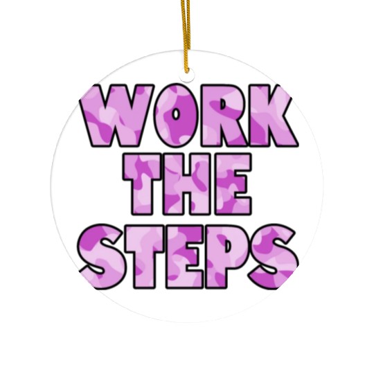 Work the Steps purple camo Ceramic Ornaments