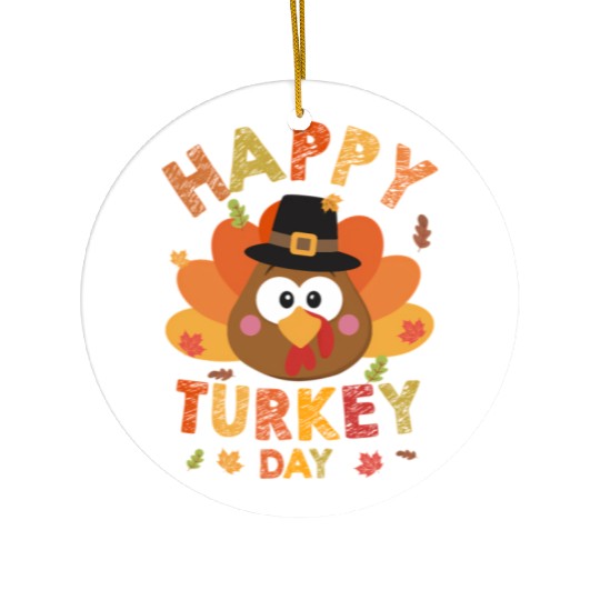 Happy Turkey Day 2021 Autumn Fall Thangiving Ceramic Ornaments