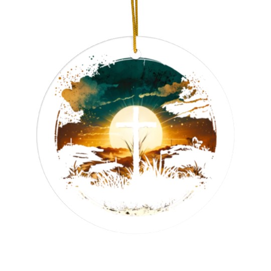 Jesus Cross Painting Ceramic Ornaments