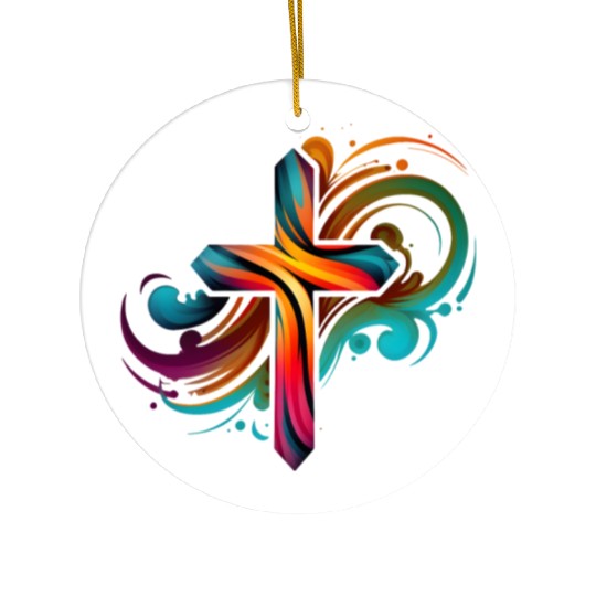 Jesus Cross Painting Ceramic Ornaments