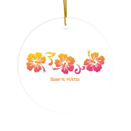 Saint Kitts Hibiscus Souvenir Vacation Ceramic Ornaments