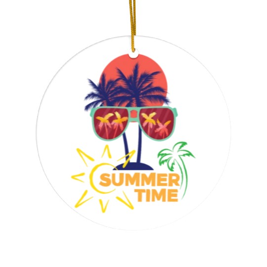 black colorful summer time Ceramic Ornaments