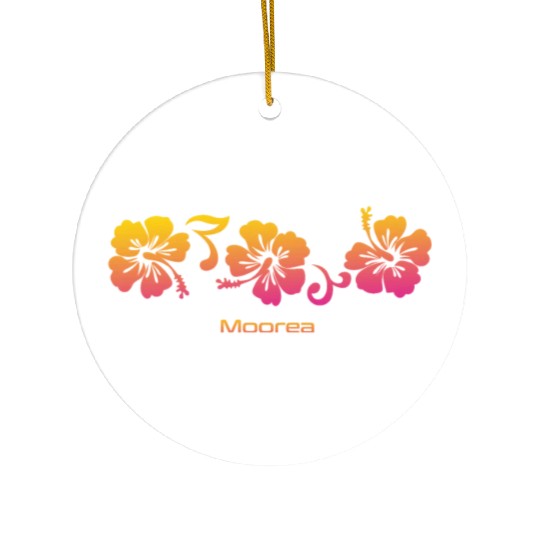 Moorea Hibiscus Souvenir Vacation Ceramic Ornaments