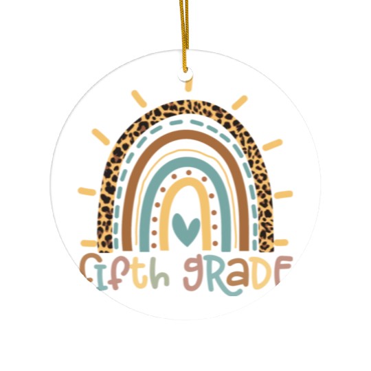 Fifth Grade Rainbow Girls Boys Teacher Team Ceramic Ornaments