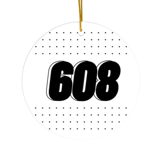 608 Area code Wisconsin Ceramic Ornaments