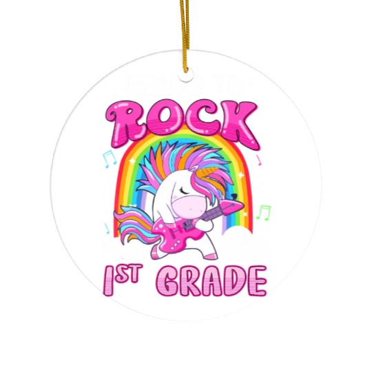 Rocking 1St Grade Electric Guitar Unicorn Rainbow Ceramic Ornaments