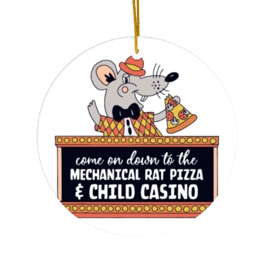 The Mechanical Rat Pizza & Child Casino Ceramic Ornaments