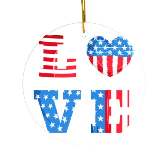 LOVE America Independence Day USA Patriots Ceramic Ornaments