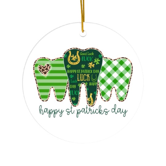 3 Three Teeth St Patrick Day Leopard Buffalo Ceramic Ornaments