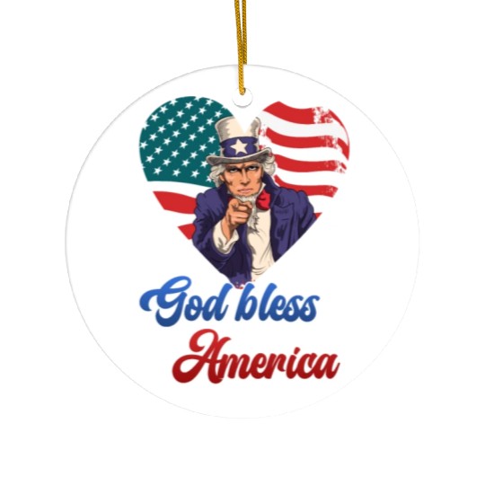 God Bless America Independence Day 4th July USA Ceramic Ornaments