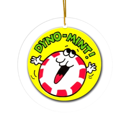Vintage Scratch And Sniff Sticker Peppermint Dyno- Ceramic Ornaments