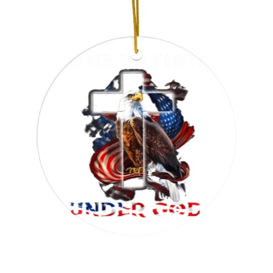 One Nation Under God Jesus Usa Cross Bald Eagle Ceramic Ornaments