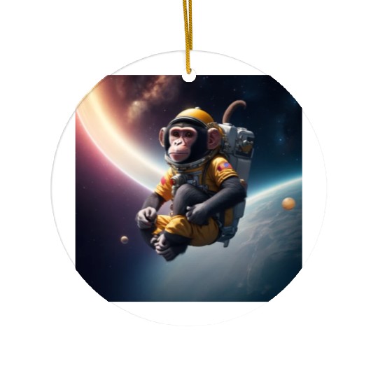 monkey in outerspace Ceramic Ornaments