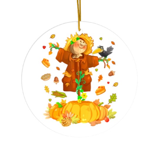 Scarecrow Pumpkin Garden Hello Thanksgiving Ceramic Ornaments