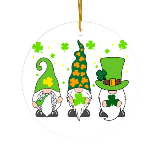 St Patrick'S Day Three Gnomes Shamrock Irish Ceramic Ornaments