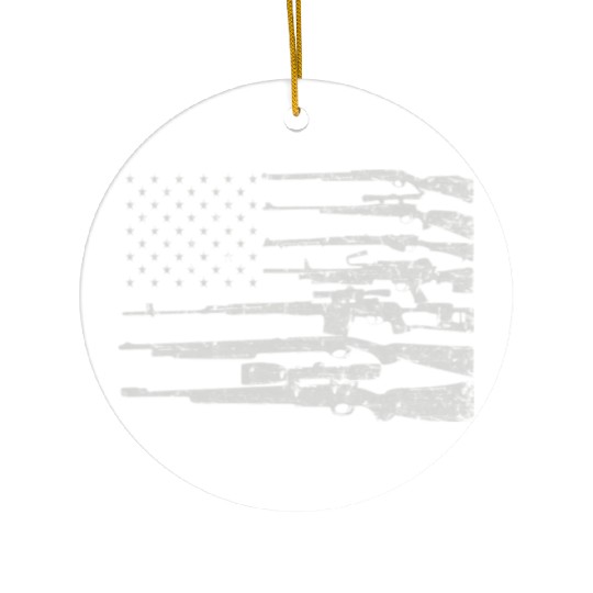 Big American Flag With Machine Guns 2A Flag Ceramic Ornaments