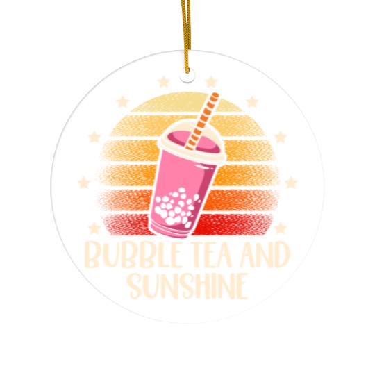 Bubble Tea And Sunshine Boba Tea Drinker Ceramic Ornaments