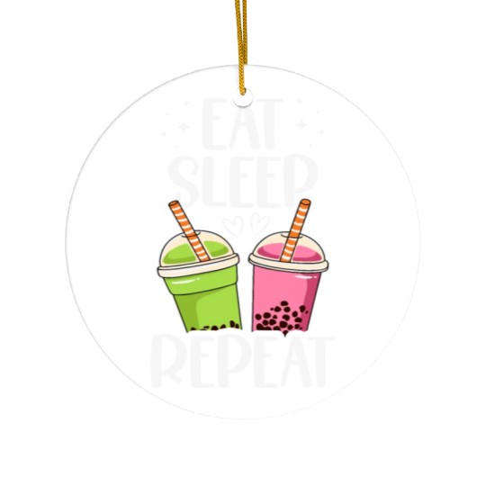 Eat Sleep Boba Tea Repeat Bubble Tea Lover Drinker Ceramic Ornaments