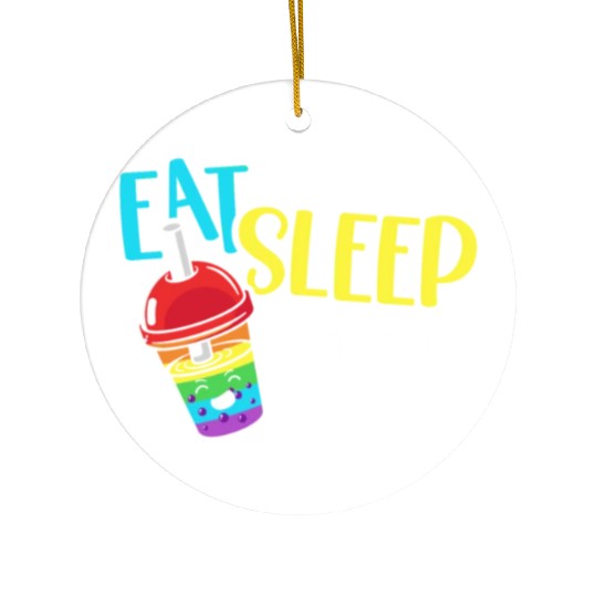 Eat Sleep Boba Tea Repeat Bubble Tea Lover Drinker Ceramic Ornaments