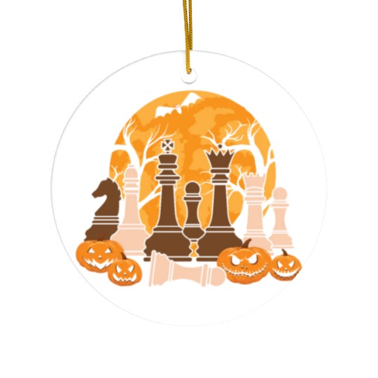 Chess Halloween Trick Or Treat Chess Board Game Ceramic Ornaments
