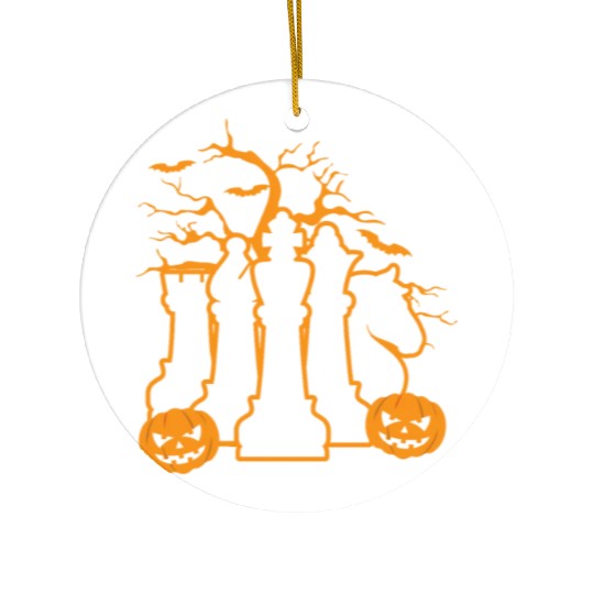 Chess Halloween Trick Or Treat Chess Board Game Ceramic Ornaments