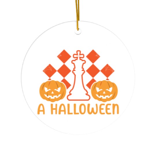 Chess Halloween Trick Or Treat Chess Board Game Ceramic Ornaments